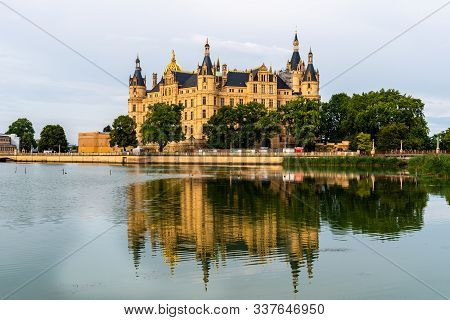 Schwerin, Germany - August 2, 2019: Schwerin Castle, One Of The Most Important Works Of Romantic His