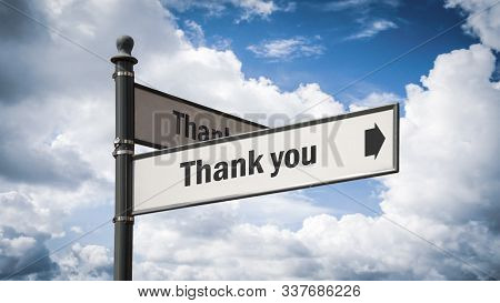 Street Sign The Direction Way To Thank You