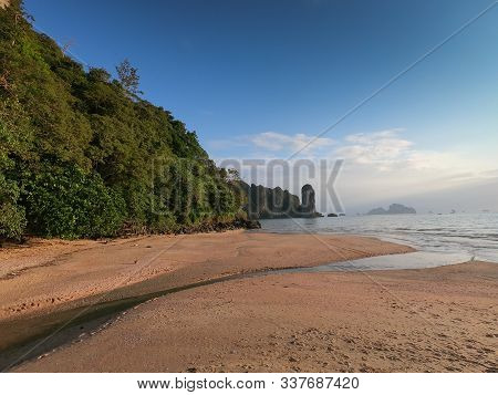 Beautiful View Of Peaceful And Relaxing Pai Plong Beach, In Ao Nang District, Krabi, Thailand
