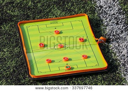Tactical Football Board. Arrangement Of Players On The Football Field. Soccer 8x8.