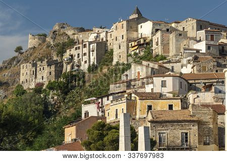 Scalea, Cosenza, Calabria, Southern Italy: Panoramic View Of The Historic Town