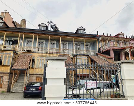 Tbilisi, Georgia - Murch 29 2019: The Old District Of The City In Tbilisi, Georgia.the Restored Area