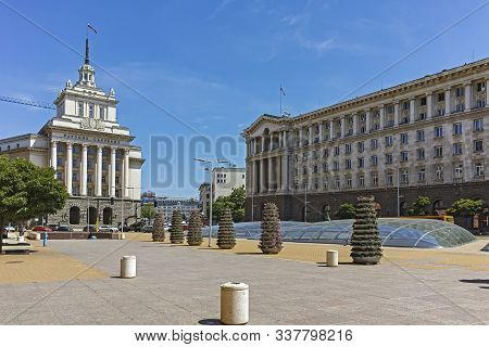 Panorama Of Nezavisimost (independence) Square In City Of Sofia