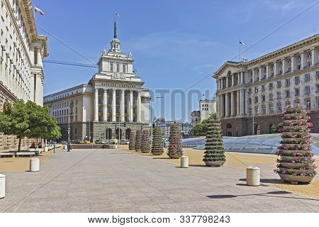 Panorama Of Nezavisimost (independence) Square In City Of Sofia
