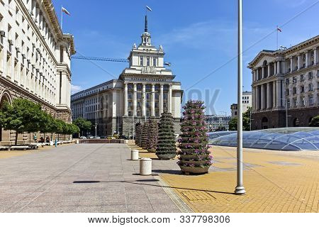 Panorama Of Nezavisimost (independence) Square In City Of Sofia