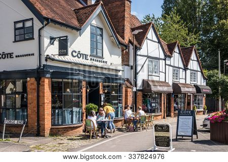 Amersham, England - August 22nd 2019: People Sat Outside The Cote Brasserie And Coffee Shop. Many Pe