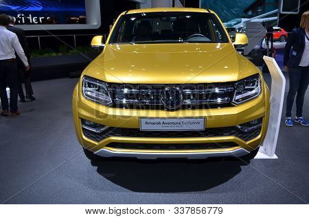 Frankfurt, Germany, September 13-2017: Volkswagen Amarok Aventura At Iaa 2017