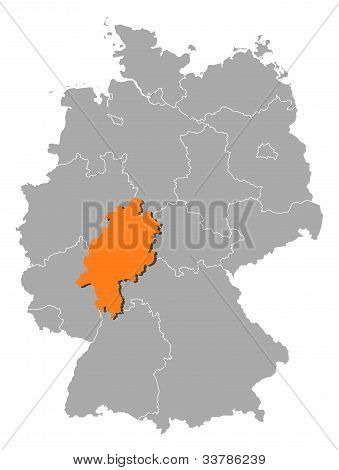 Karte von Deutschland, Hessen hervorgehoben