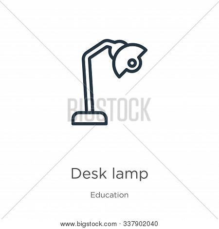 Desk Lamp Icon. Thin Linear Desk Lamp Outline Icon Isolated On White Background From Education Colle