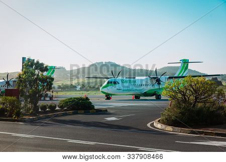 Gran Canaria, Spain - January 04, 2017: Binter Canarias Airlines Aircraft Parked In Gran Canaria Air