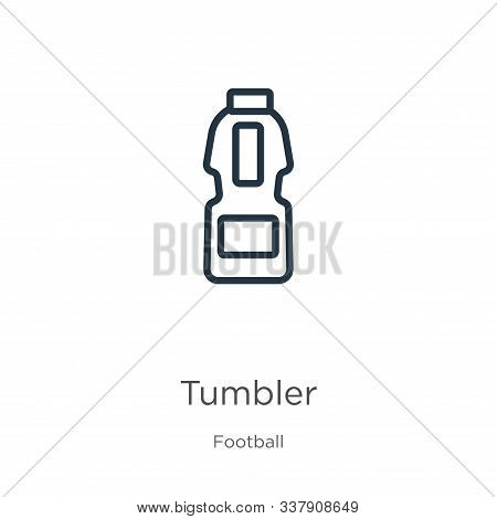 Tumbler Icon. Thin Linear Tumbler Outline Icon Isolated On White Background From Football Collection