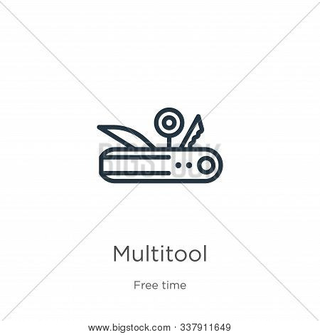 Multitool Icon. Thin Linear Multitool Outline Icon Isolated On White Background From Free Time Colle
