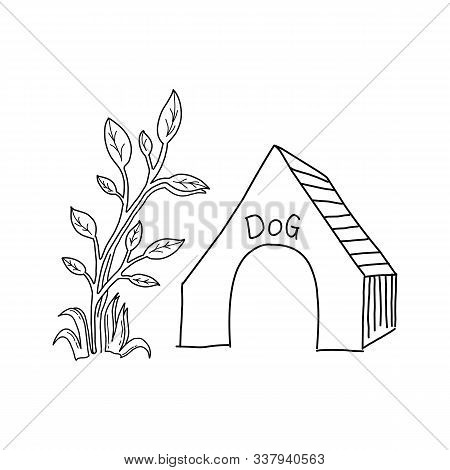 Dog House Icon. Dog House Icon Vector Flat Illustration For Graphic And Web Design Isolated On Black