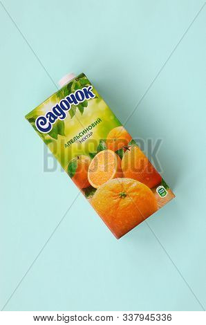 Sadochok Orange Juice Of Sandora Company. Sandora Llc Is Ukrainian Producer Of Juices And Carbonated