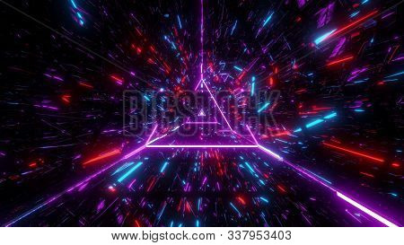 Highly Abstract Desctroyed Glowing 3d Illustration With Glowing Triangle Wireframe Background Wallpa