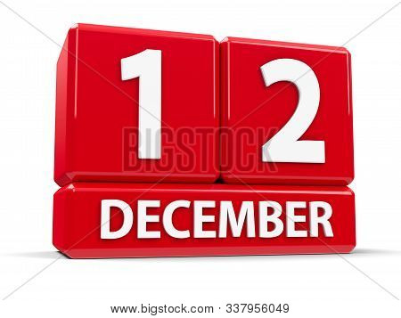 Red Cubes - The Twelfth Of December - On A White Table - International Day Of Neutrality, Universal 