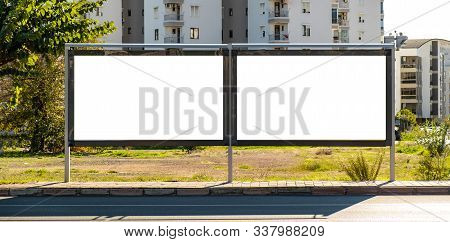 Blank Open Air Billboard Megaboard Mock Up In The City On Sunny Day