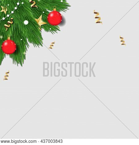 Christmas Tree On White Background, Web Template For Festive Promotional Items - Illustration