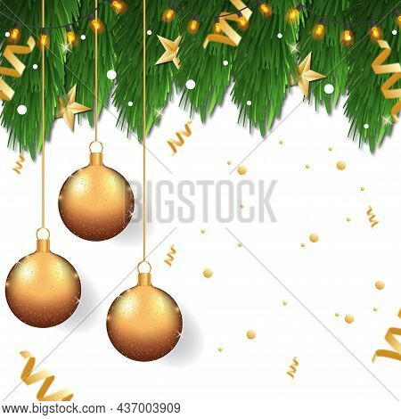 Christmas Tree On White Background, Web Template For Festive Promotional Items - Illustration