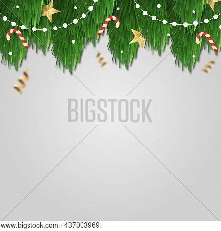 Christmas Tree On White Background, Web Template For Festive Promotional Items - Illustration