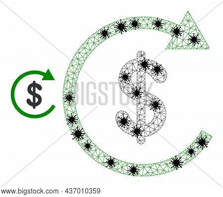 Mesh Polygonal Dollar Repay Symbol Illustration In Infection Style. Carcass Model Is Based On Dollar