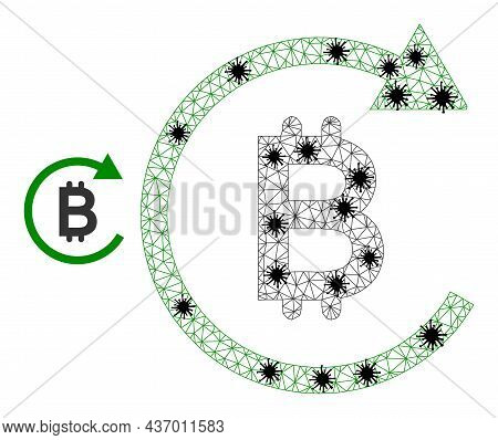 Mesh Polygonal Bitcoin Repay Icon Illustration Designed Using Infection Style. Carcass Model Is Base