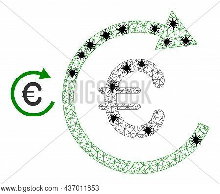 Mesh Polygonal Euro Repay Icon Illustration In Infection Style. Abstraction Is Created From Euro Rep