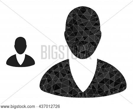 Low-poly Client Profile Icon On A White Background. Flat Geometric Polygonal Symbol Based On Client 