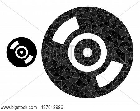 Lowpoly Cd Disc Icon On A White Background. Flat Geometric Polygonal Illustration Based On Cd Disc I