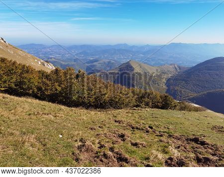 Fantastic View From The Park Of Monte Cucco During Autumn Day Of October, Italy