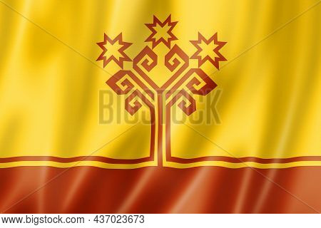 Chuvash State - Republic -  Flag, Russia Waving Banner Collection. 3d Illustration