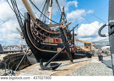 Portsmouth, United Kingdom - 6 October 2019: Hms Victory The Admiral Horatio Nelson\'s Flagship At T