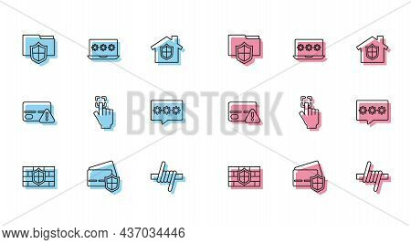 Set Line Shield With Brick Wall, Credit Card Shield, Document Folder Protection, Barbed Wire, Finger