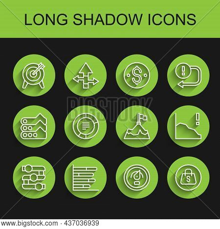 Set Line Graph, Chart, Diagram, Pie Infographic, Target, Digital Speed Meter, Shopping Bag With Sale