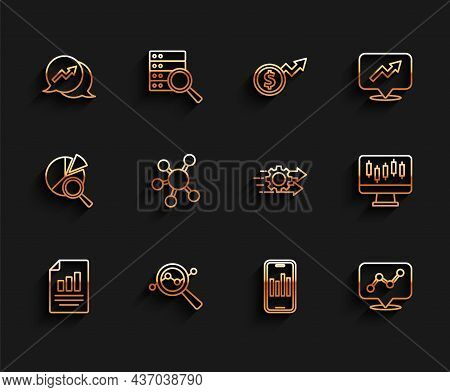 Set Line Document With Graph Chart, Search Data Analysis, Financial Growth, Mobile, Graph Infographi