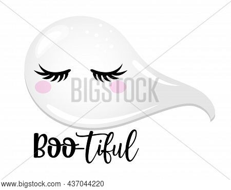 Boo-tiful (beautiful), Happy Halloween - Beautiful Ghost Girl. Spooky Ghost Doodle Draw For Print. A