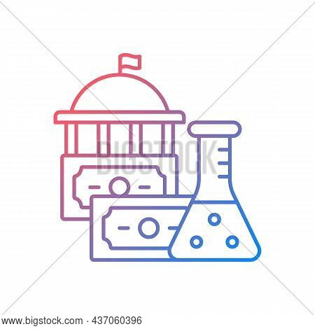 Government Funding Of Research Gradient Linear Vector Icon. Government Grants. Investment In Scienti