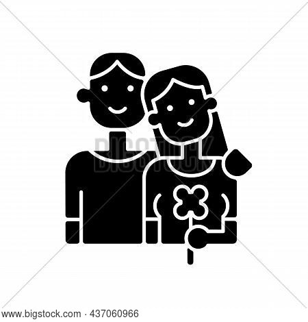 First Date Black Glyph Icon. Initial Meeting. Couple Go On Dating. Tips On Having Successful First D