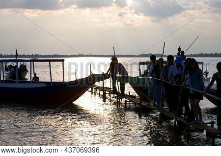 Harbour Quayside Of Reservoir West Baray Or Baray Teuk Thla For Cambodian People And Travelers Trave