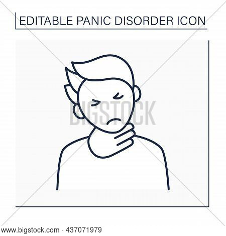 Choking Feeling Line Icon. Choke In Neck. Panic Attack. Panic Disorder Concept. Isolated Vector Illu