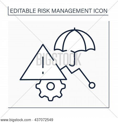 Risk Mitigation Line Icon.strategy To Prepare For And Lessen The Effects Of Threats Faced By Compani