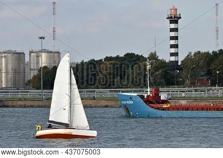 Klaipeda, Lithuania - October 02: Sailing Boat At Klaipeda Seaport At October 02, 2021 In Klaipeda, 