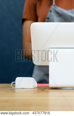 Staff at a cashless payment cash register