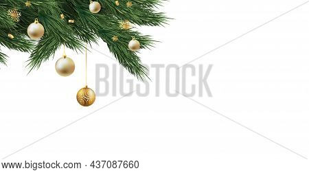 Christmas Tree On White Background, Web Template For Festive Promotional Items - Illustration
