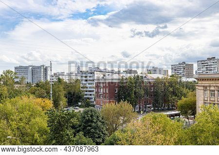 Moscow, Russia - August 24, 2021: Above View Of Residential Area Near Zoya And Alexander Kosmodemyan