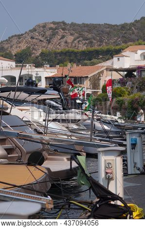 Poltu Quatu Port And Bay With Luxury Yachts On Costa Smeralda