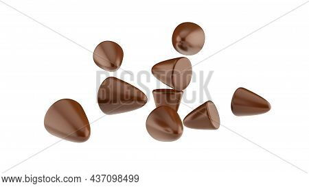 Flying Pyramid Shape Of An Cuberdons Is A Very Tasty Candy From Ghent In Chocolate 3d Illustration, 