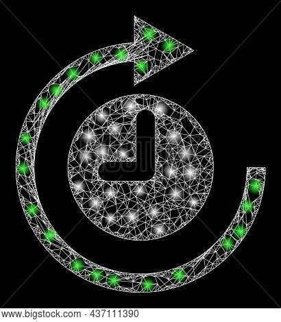 Glowing Wire Frame Clockwise Rotation With Lightspots. Vector Frame Based On Clockwise Rotation Icon
