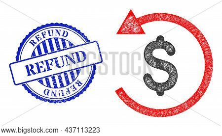 Vector Crossing Mesh Refund Carcass, And Refund Blue Rosette Unclean Seal. Hatched Carcass Net Image