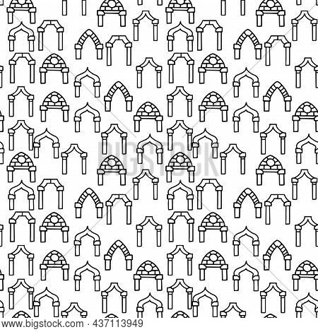 Gothic Arch Line Vector Doodle Simple Seamless Pattern